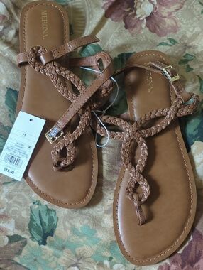 Merona Brown Braided Jana Sandals with Ankle Buckle